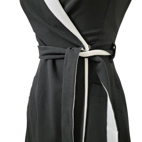 Calvin Klein Size 2P Black & White Colorblock Faux Wrap Dress, Exc. Used Cond. - Picture 4 of 16
